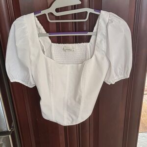 Abercrombie & Fitch White Puff Sleeve Blouse